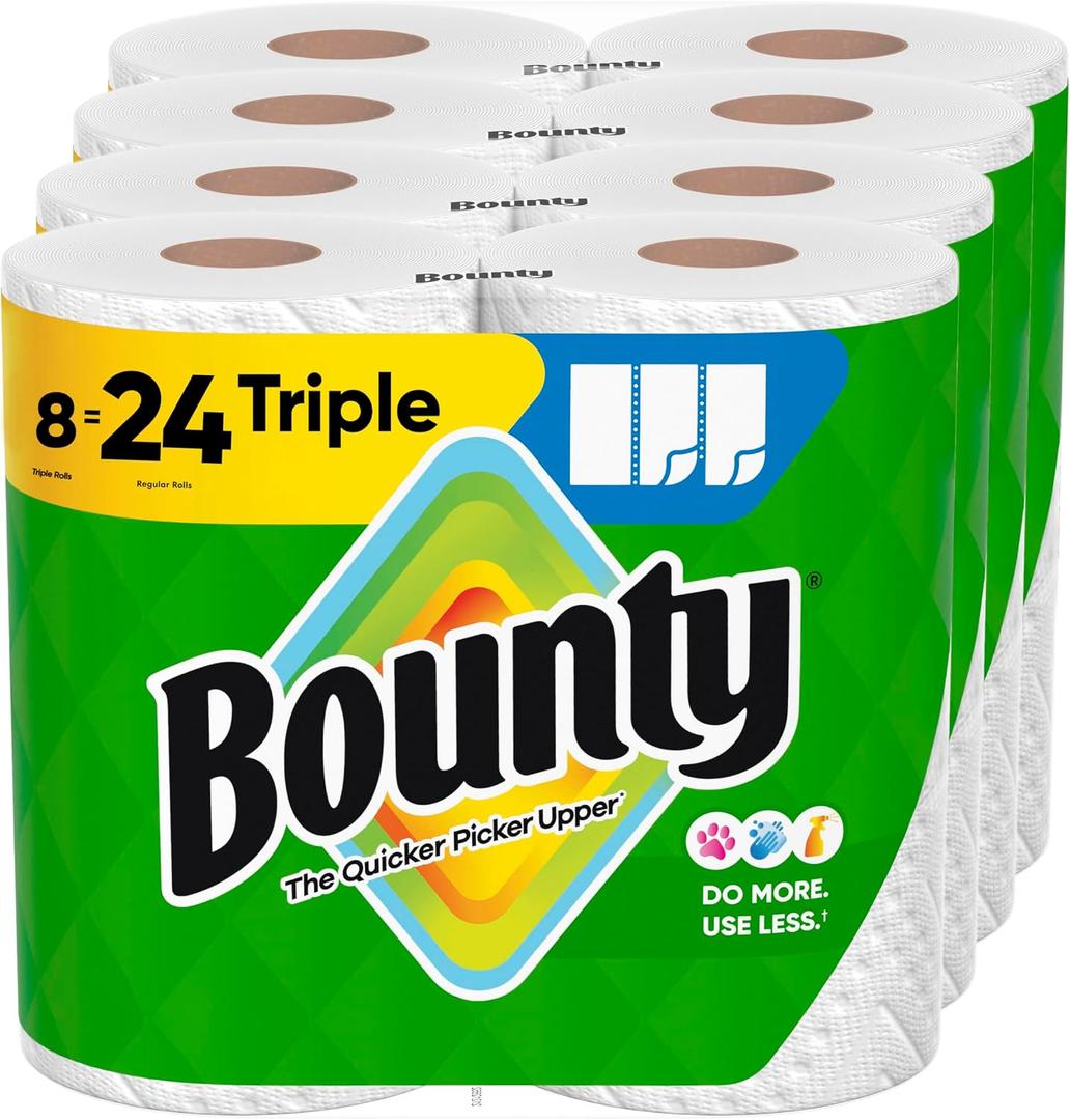 Bounty Select-A-Size Paper Towels, White, 8 Triple Rolls = 24 Regular Roll