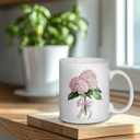 Coquette Pink Bow Hydrangea Spring Floral Porcelain Mug, Pretty Plant Lady Coffee Cup Mugs Gifts for Women, Summer Ceramic 11 oz Coffee Mug Cups
