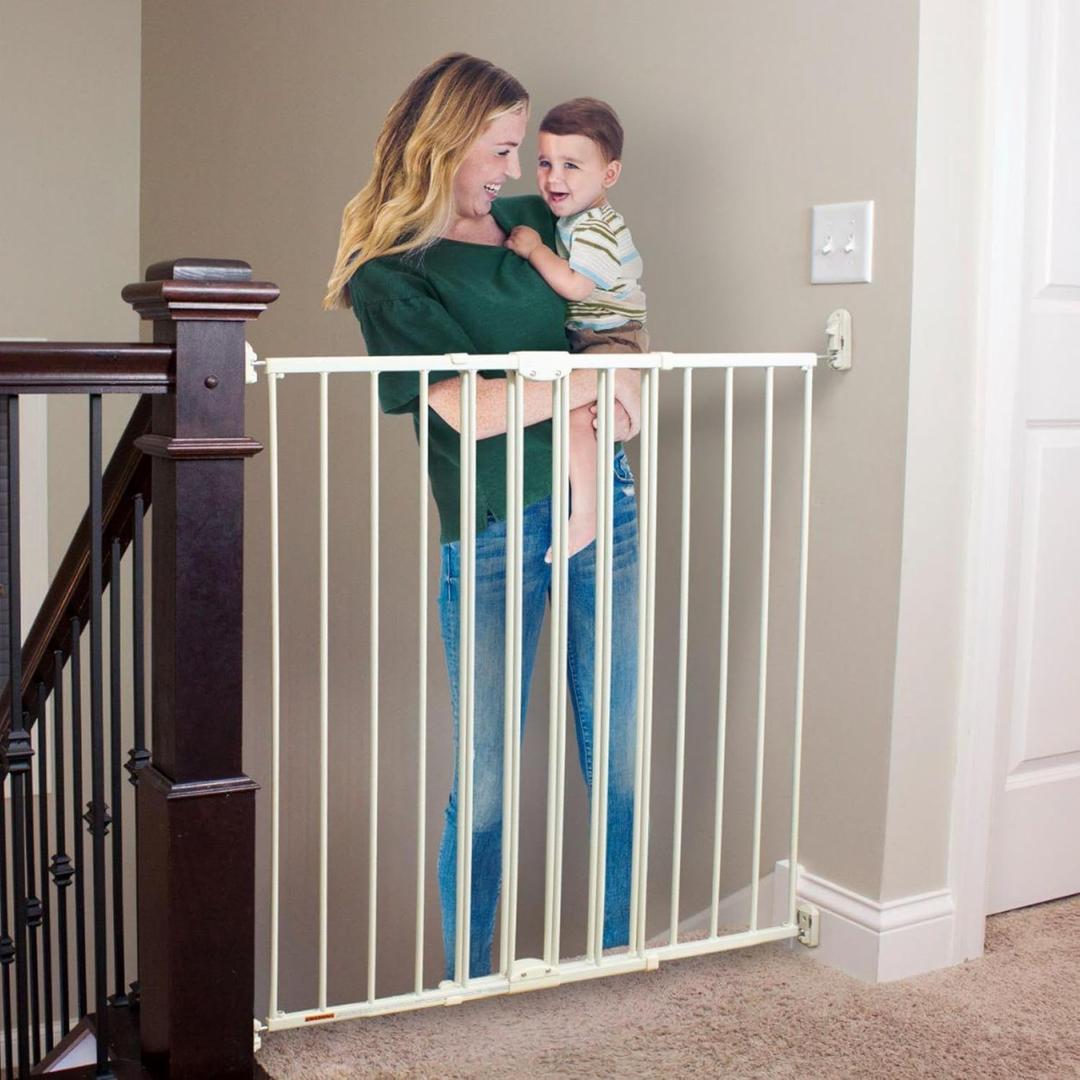 Toddleroo by North States - Tall Easy Swing & Lock Baby Gate Series 2: Hardware Mounted Metal Safety Gate for Stairs & Doorways - Adjustable 28.68 to 47.85 Inches Wide - 36 Inches Tall - Ivory