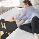3 In 1 Baby Bassinet with Wheels, Portable Bedside Sleeper for Baby with 7 Adjustable Heights and Foam Mattress, Baby Bedside Crib for Newborns and Infants with Storage Basket, Carry Bag Included