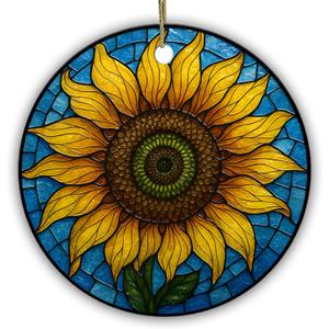 3 x 2025 Christmas Ornament – Sunflower Ornament, Bright Floral Holiday Tree Decoration, Nature Inspired Keepsake Gift