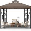10x10 Gazebo Canopy Top Replacement, Double Tiered Canopy Covers with Durable Polyester Fabric for Yard, Patio, Garden (Brown)
