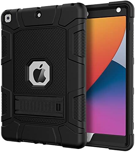 Azzsy Case for iPad 9th Generation/iPad 8th Generation/iPad 7th Generation (10.2 Inch, 2021/2020/2019 Model), Slim Heavy Duty Shockproof Rugged Protective Case for iPad 10.2 inch, Black
