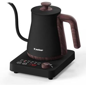 Electric Kettle, Electric Gooseneck Kettle with 6 Temperature Control Presets and LED Display, 0.8L/27.05oz, 0.8mm Ultra-Fine Spout, 304 Stainless Steel Inner, 1000W Gooseneck Kettle, Matte Black