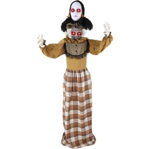 Haunted Hill Farm Lifesize Animatronic Scary Haunted Woman with Touch Activated Lights and Sound, Battery-Operated Indoor or Covered Outdoor Halloween Decoration