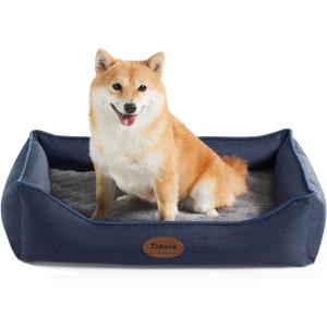 Orthopedic Dog Beds for Medium Dogs, Durable Egg Crate Foam Sofa Dog Bed wit Washable Removable Cover,Waterproof Lining,Pet Bed for Large Dogs (Navy Blue, 26.4" L x 21.7" W x 6.2" Th)