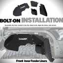 Aluminum Front & Rear Inner Fender Liners for 20-26 Jeep Gladiator JT, 4PCS
