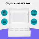 Pre-folded 12 count Cupcake Boxes, 6-Set Cupcake Container with Window Transport Holders Holding 72 pastry Box for Birthday, Holiday, Party Bakery Supplies 12.8" x 9.8" x 3.54" (White-6 Pack)