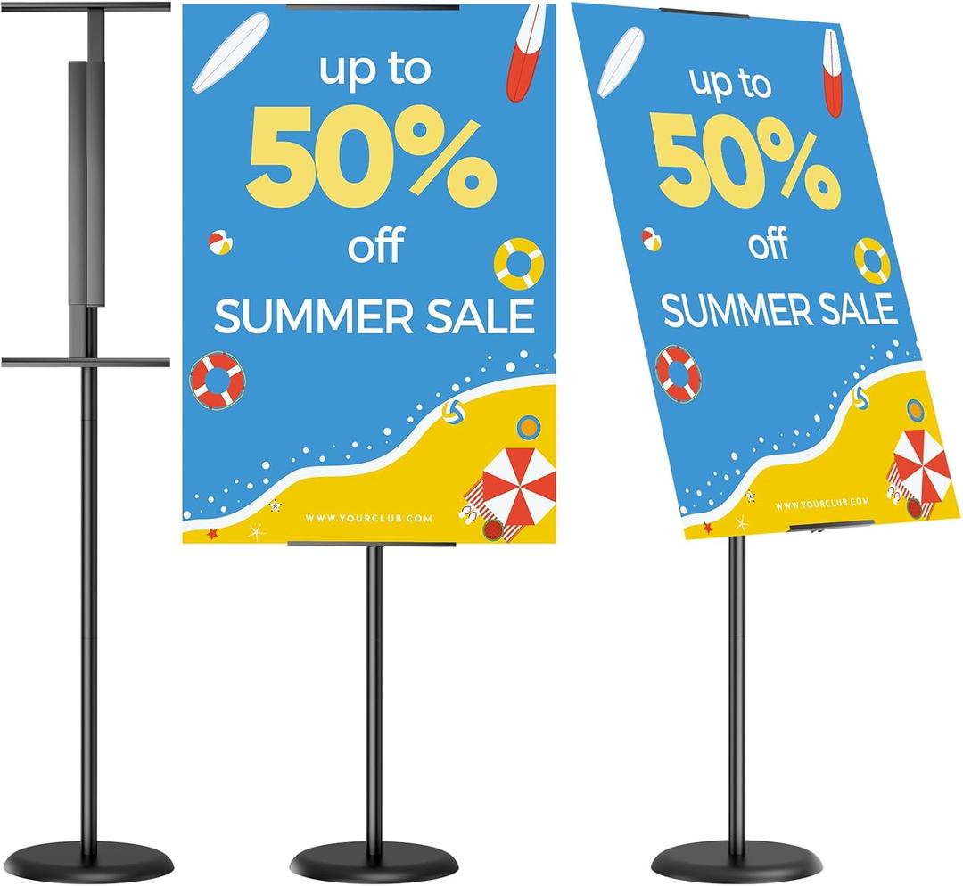Adjustable Poster Stand for Display - Floor Standing Poster Sign Stand Metal with 180 Angle Rotation, Great for Events, Advertising, and Direction Board & Foam Poster (1 PACK)