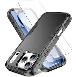 for iPhone 17 Pro Case,Compatible with Magsafe,2X Screen Protector,Heavy Duty Protection,Rugged Phone Cover for iPhone 17 Pro 6.3 inchs,Dark