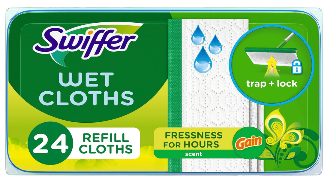 Swiffer Sweeper Wet Mop, Floor Mopping and Cleaning Refills, Gain Scent