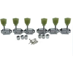 Chrome with Green Button 3x3 Deluxe Vintage Tuners Guitar Tuning Keys Machine Head with Split Post for Les Paul/SG/ES