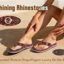 ONCAI Women's Flat Bedazzled Flip Flops with Sparkling Rhinestone Studded Summer Beach Pool Walking Sandals with Outdoor Rubber Sole US Size 6-12 (Brown)