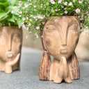 Saysmile Face Planter Pots with Drainage Hole, Resin Head Planters for Indoor Plants Flower Plant Pots Succulent Pot, Cute Girl Face Planter Gifts for Lover-Praying