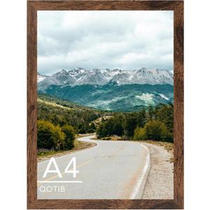 5 x A4 Picture Frame 8.3x11.7 inch for Wall Hanging or Tabletop, Wood 8.3 x 11.7 Frame Photo Frame for Wall Horizontally or Vertically, Deep Brown, 1 Pack