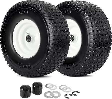 GICOOL 13x6.50-6 Flat Free Front Tire and Wheel for Zero Turn Mower, 2PK