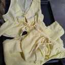 Remidoo Women's Striped 2 Piece Set Tie Front Peplum Tank Tops Wide Leg Pants Sets Medium