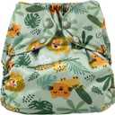 Waterproof Cloth Diaper Cover Reusable Swim Diaper - Adjustable Outer Shell Over an Absorbent Inner Layer to Prevent Urine Blowouts - Outer Lion, Size 2 (18-35lbs)