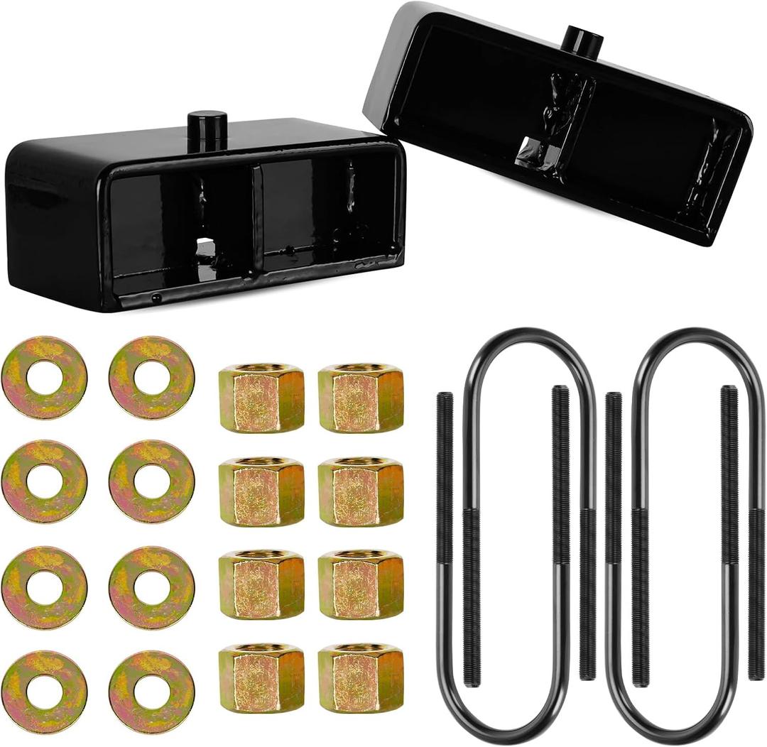 Rear Leveling Lift Kit for 2002-2008 Dodge Ram 1500, 2003-2010 Ram 2500/3500 - 2" Heavy Duty Rear Lift, 9-16th Pin Blocks, Extended U-Bolts