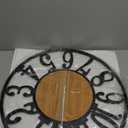 Large Wall Clock for Living Room Decor, 24 Inch Non Ticking Silent, Battery Operated Modern Vintage Oversized Wall Clock for Bedroom Kitchen (Light Brown - Arabic Numbers)