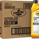 Pennzoil Platinum Euro Full Synthetic 5W-40 Motor Oil, 1 Quart (6 Pack)
