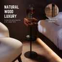 Drink Table for Small Spaces - Slim Pedestal Side Table with Real Wood Top & Stable Base for Coffee & Cocktails - Ideal for Tight Living Room & Bedroom Spaces (Sapele)