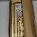 Gold Curtain Rods - Extra Long 200 inches, Heavy Duty for Windows 120-200 inch, 1-inch Drapery Rod for Outdoor Patio, Sliding Door, Living Room, Bedroom, Adjustable Curtain Pole 10-16.5ft