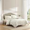 Laura Ashley - Queen Comforter Set, Soft & Reversible Cotton Bedding with a Lightweight Feel for Year Round Comfort, 3 Piece Bed Set with Matching Pillowcases (Walled Garden Green)