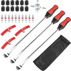 15" Tire Spoons Kit, Tire Changing Tool for Motorcycles, Dirt Bikes, Lawn Mowers and More, 29PCS Tire Removal Tool Set, with Tire Spoon, Rim Protector, Valve Tool, Valve Cover and Valve Core
