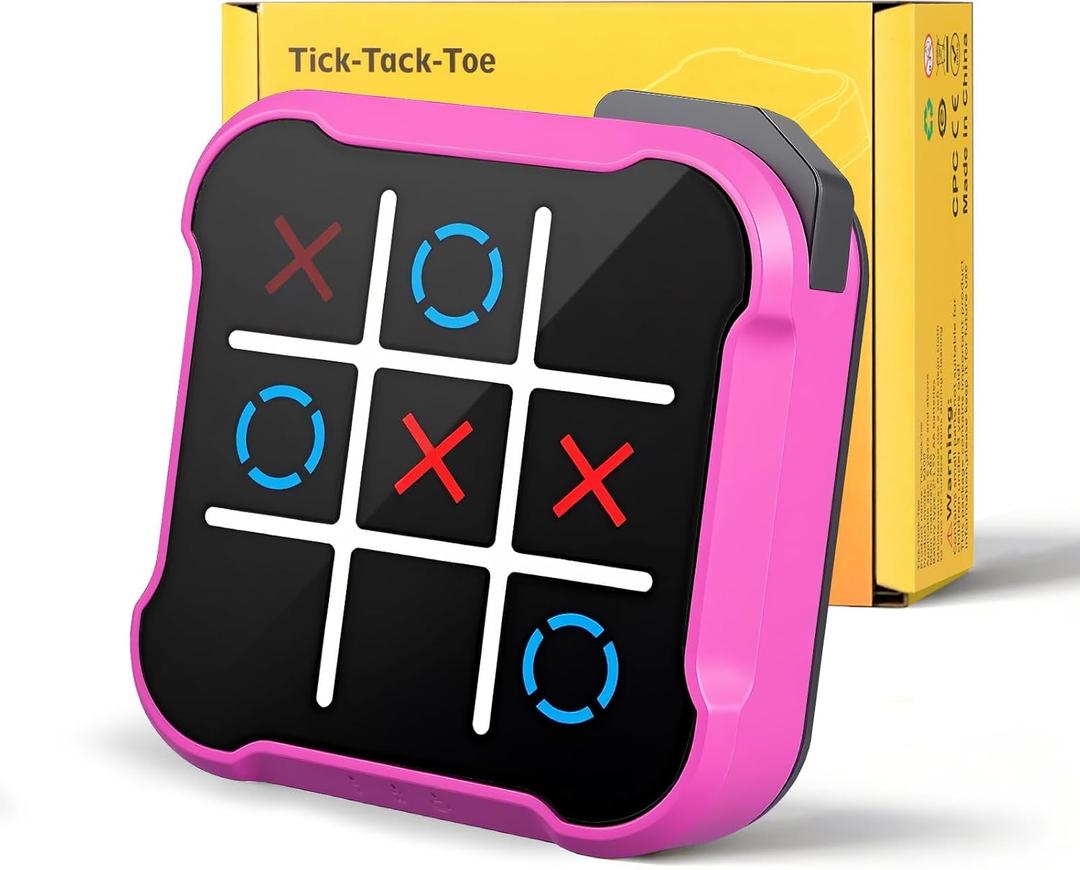 Tic Tac Toe Game, 4 in 1 Handheld Educational Game Machine, Electronic Tic Tac Toe Game for Education and Memory Growth, Home, Toy Board Game for Kids and Adults (Purple)
