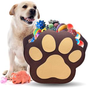 Large Dog Toy Basket Paw Storage Box for Dog Toys & Pet Supplies Felt Dogs Storage Box for Living Room Area Large Organizer for Pet Toys, Blankets and Accessories