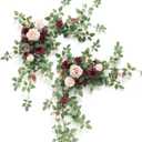 Ling's moment 2PCS Artificial Floral Swags Centerpieces Burgundy Wedding Flower Greenery Arrangements for Sweetheart/Head Table Decor Wedding Car Wall Window Arch Home Garden Decor Blush Marsala
