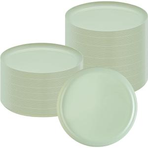 Moderna 8.6 Inch Premium Disposable Plates, 200 Round Plastic Plates For Parties - Durable, Heavy-duty, Mint Green Plastic Dinner Plates, For Warm And Cold Foods, Ideal For Cafes - Restaurantware
