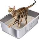 Stainless Steel Cat Litter Box, 20"x14"x6"(Height) Large Metal Litter Box, Easy to Clean, Non Stick No Smell Litterbox for Cats/Kitty (Large (19.7"x13.7"x6"))
