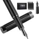 Fountain pen, luxury pen, Nice pen gift, pure copper heavy feel Office Executive Pen Smooth Writing Pens for Men Funcy Pens with Gift Case 10 black ink cartridges (Black)