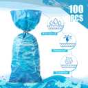2 x Pajean 100 Pieces Ocean Waves Cellophane Treat Bags Under the Sea Blue Ocean Party Goodie Candy Bag with 100 Twist Ties for Beach Pool Birthday Summer Mermaid Party Decoration Baby Shower Supplies