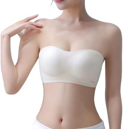 Strapless Push Up Bra for Women  Seamless, Wireless, Convertible  Comfortable Black & White Bra (White, M)