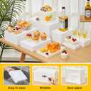 Leinuosen 7 Pcs Large Acrylic Buffet Risers, 6-12" Rectangle, White
