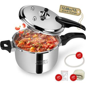 Premium 12 Quart Stainless Steel Pressure Cooker, Commercial Grade Luxury Cookware, Brand Quality Durability, Professional Performance for Large Families & Events