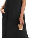 Zeagoo Summer Dresses for Women 2026 Long Maxi Sundresses Loose Split Wrinkle-Free Beach Travel Vacation Clothes (Black, XXL)
