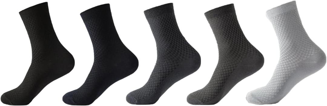 Mens Bamboo Rayon Ankle Quarter Dress Socks 5-Pair Gift Box, Premium Quality
