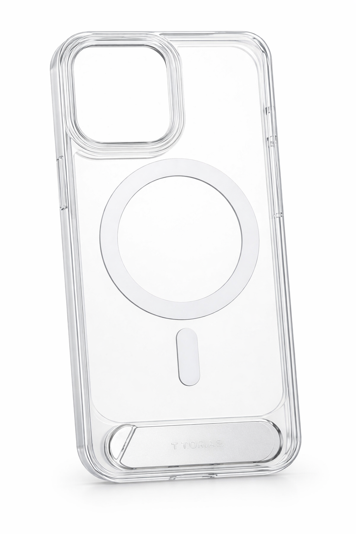 TORRAS for iPhone 15 Pro Max Case Diamond Clear | Strong Magnetic & Seamless Stand, Fit for MagSafe, MilitaryGrade Drop Protection, Sturdy Adjustable Builtin Kickstand, Slim AntiYellowing