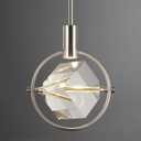 Cube Crystal Pendant Light Fixture, Modern Small Pendant Lighting for Kitchen Island, Dimmable Brushed Nickel Pendant Chandelier Hanging Light for Dining Room, Bar, Bathroom