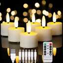 Homemory Flameless Rechargeable Tea Lights with Remote Timer - LED Tea Lights Battery Operated, Realistic Flickering for Home Holiday Decor, Wedding Table Centerpieces, 6-Pack ( 1-1/2''H 2-1/3'')