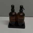 Prus Waso Amber Glass Soap Dispenser Set, Hand Soap and Lotion Set with Black Stainless Steel Pump, Perfect for Modern Bathroom Decor. (Amber)