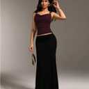 MakeMeChic Women's Casual Cowl Neck Tank Top Ruched Sleeveless with Metal Decor Mesh Top (L)