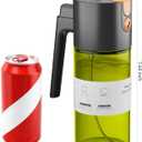 OURCABECUE Upgrade 2 in 1 Oil Sprayer for Cooking, 17oz Light-Blocking Glass Olive Oil Dispenser Bottle for Kitchen, Food-Grade Oil Mister with 8 Stickers for Salad, Frying (Green Bottle-Black Gap)