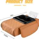 Zpana Car Center Console Armrest Pillow, Memory Foam Leather 4 in 1 Vehicle Arm Rest Cover with Tissue Box 2 Side Storage Bag Cup & Phone Holder, Auto Armrest Cushion, Universal Fit (Orange)