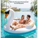 QPAU Swan Pool Float, Classic White Inflatable Animal Design, Medium