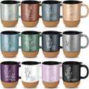 FillTouch 12 Pcs Christian Mothers Day Coffee Mugs 15 oz Religious Cup Cork Bottom Coffee Mug with Verse Inspirational Gifts for Women Men Father Teacher Church Bible Study(Boho,Flower)